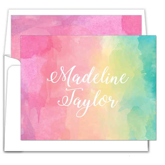 Rainbow Watercolor Folded Note Cards